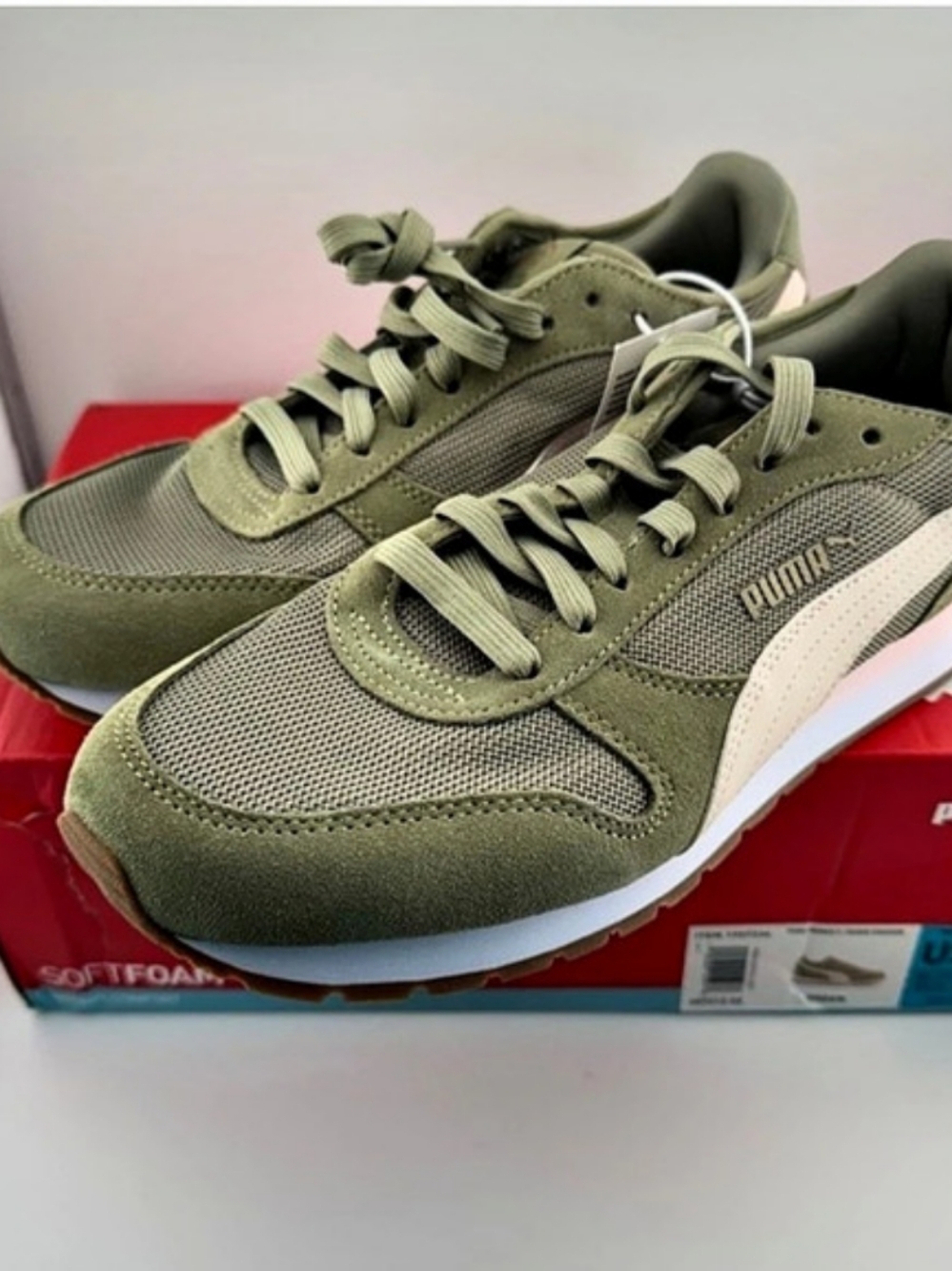 Puma Jogger Sneaker Women's 10 Green New 1957334 Retro Mesh Suede Athleisure
